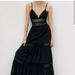 MANGO Elena black lace maxi dress size large